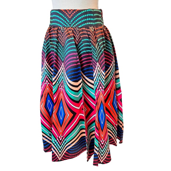 # A106 -  N By NANCY Dopamine Multicolor Geometric Print Skirt   NWT Size M - Picture 2 of 8